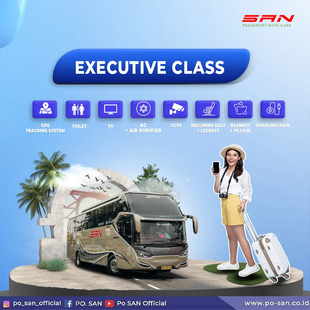 Fasilitas bus PO. SAN kelas Executive